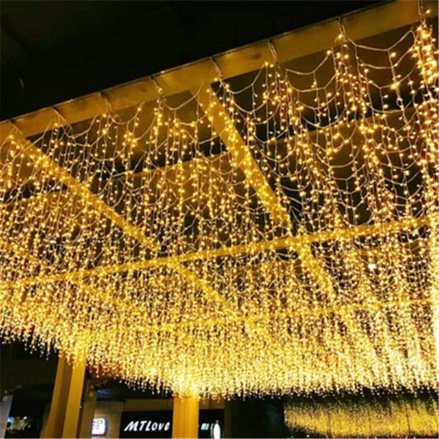 3Mx1M LED Icicle String Lights 120 LEDs Christmas Decorating Lights with 8 Modes Garland Outdoor Waterproof Home for Wedding Party Curtain Garden Window Home Décor Idea