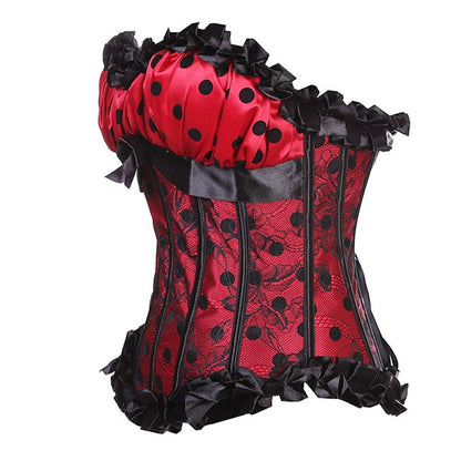 Women's Lace Up Overbust Corset - Geometric / Fashion, Lace / Basic Red Camel S M L